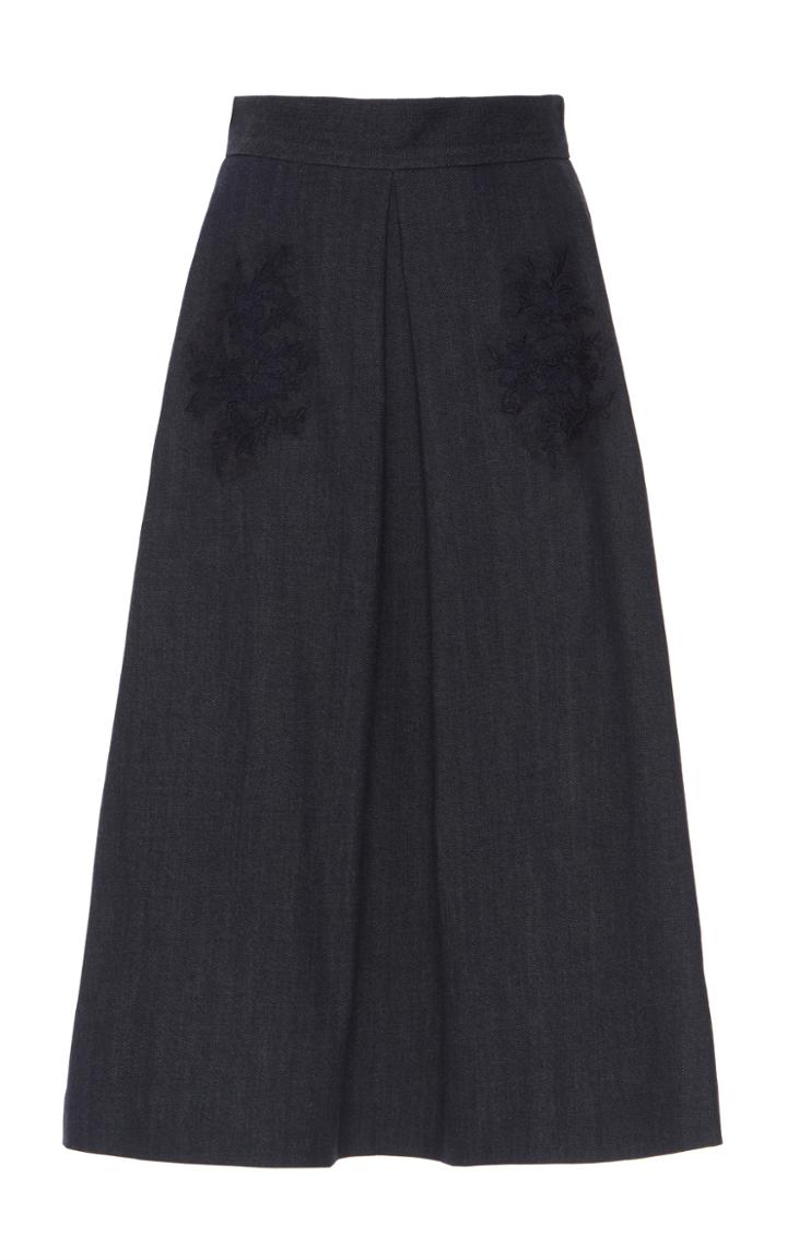 Luisa Beccaria Denim And Lace Midi Skirt