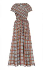 Moda Operandi Rachel Gilbert Cordelia Gingham Print Ruffle-embellished Crepe Dress S