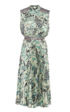 Saloni Fleur Floral-print Pliss-satin Midi Dress