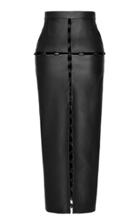 Situationist Button Detailed Leather Maxi Skirt