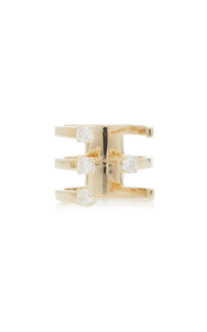 The Last Line 14k Yellow Gold And Diamond Cuff Ring