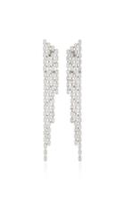 As29 Baguette 4 Row Diamond & 18k White Gold Cascade Earrings