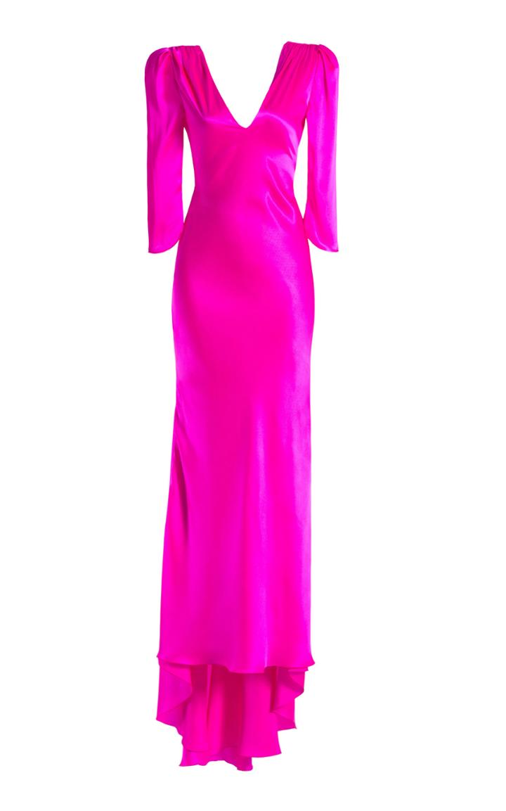Maria Lucia Hohan Derya Puff-sleeve Silk Satin Maxi Dress