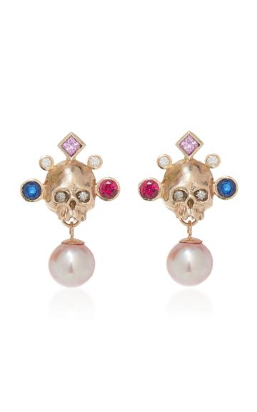 Rachel Quinn Crowned Skull 14k Yellow Gold Earrings