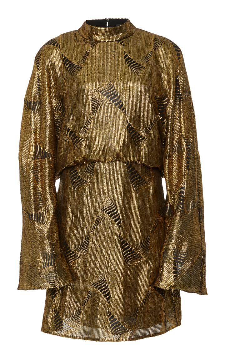 Sally Lapointe Stitched Sequin Dolman Mini Dress
