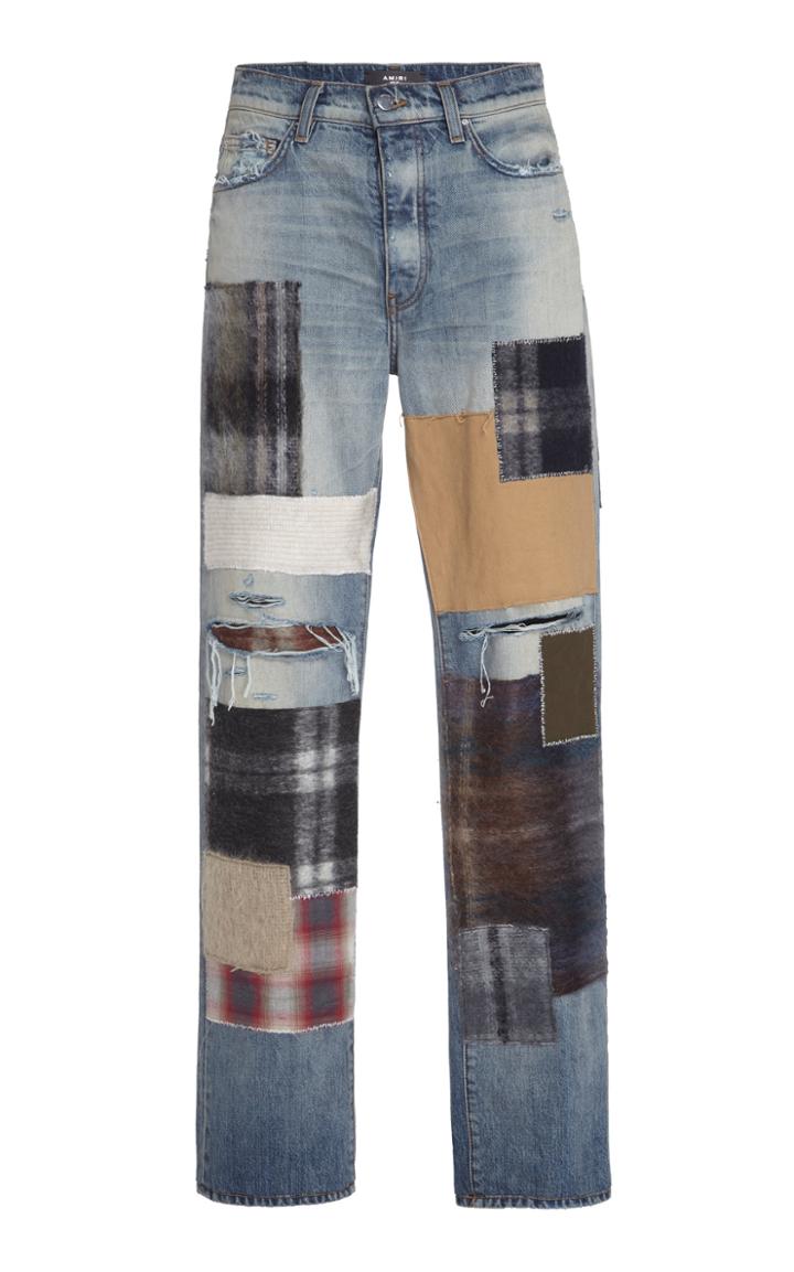 Amiri Patchwork Mid-rise Straight-leg Jeans