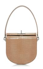 Gu De Demilune Embossed Leather Bag