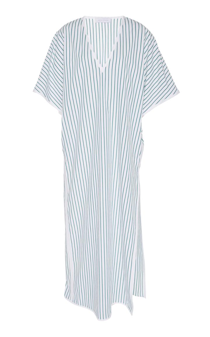 Marina Moscone Exclusive Striped Cotton-voile Caftan