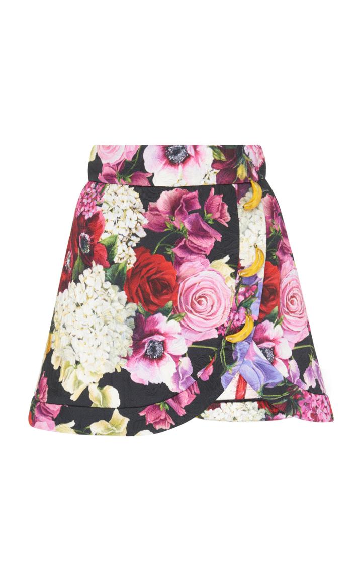 Dolce & Gabbana Banana-embellished Floral Jacquard Mini Skirt