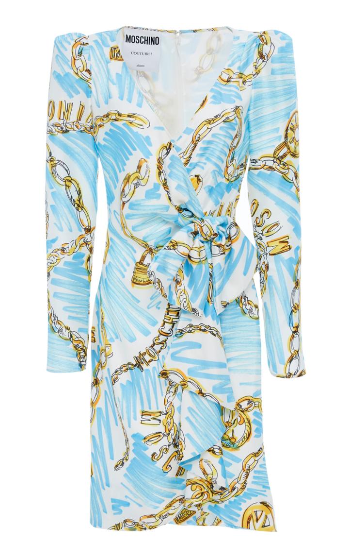 Moschino Chain Print Silk Twill Dress