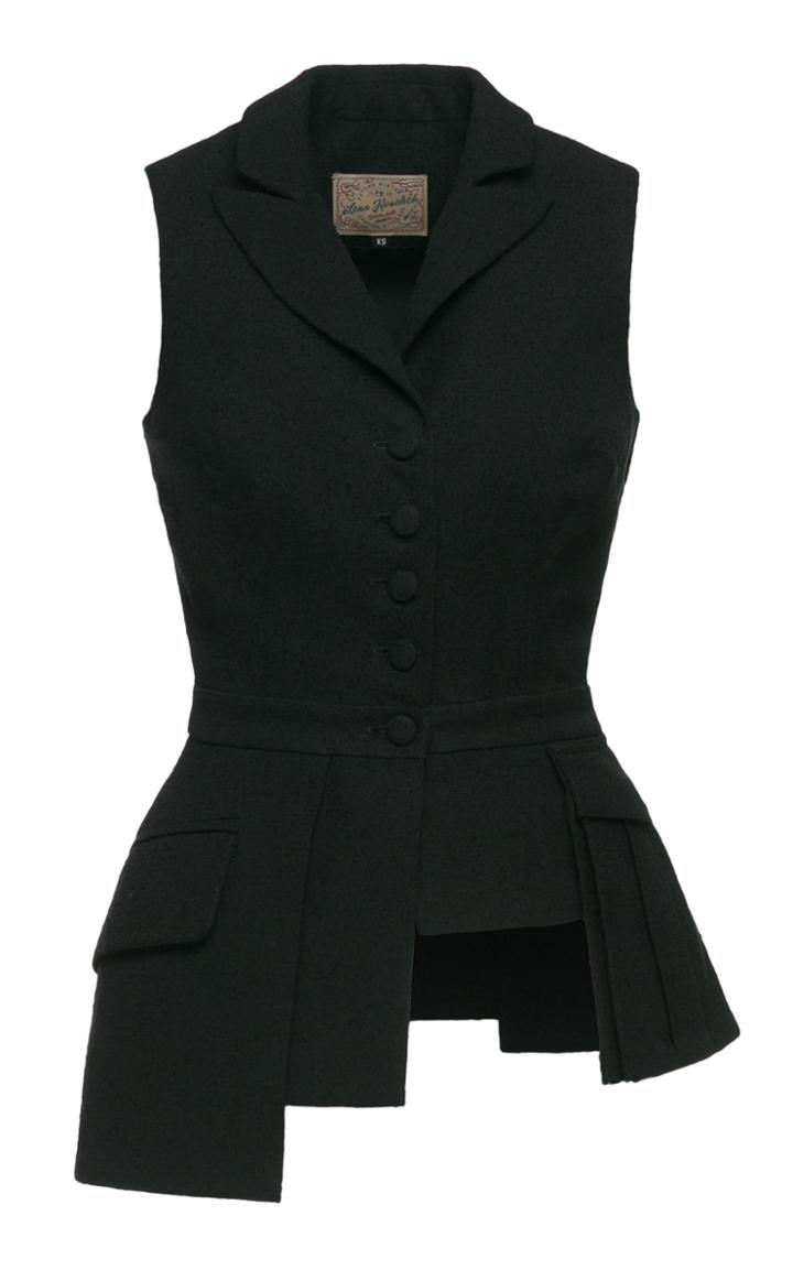 Lena Hoschek Entertainer Pleated Asymmetric Cotton-blend Top