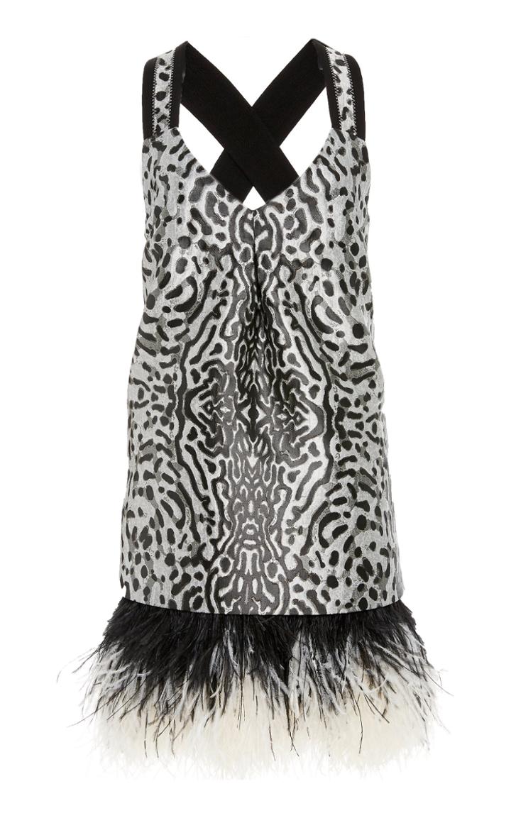 Proenza Schouler Feather Trim Jacquard Mini Dress