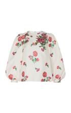 Moda Operandi Andrew Gn Balloon Sleeve Floral-print Satin Top Size: 34