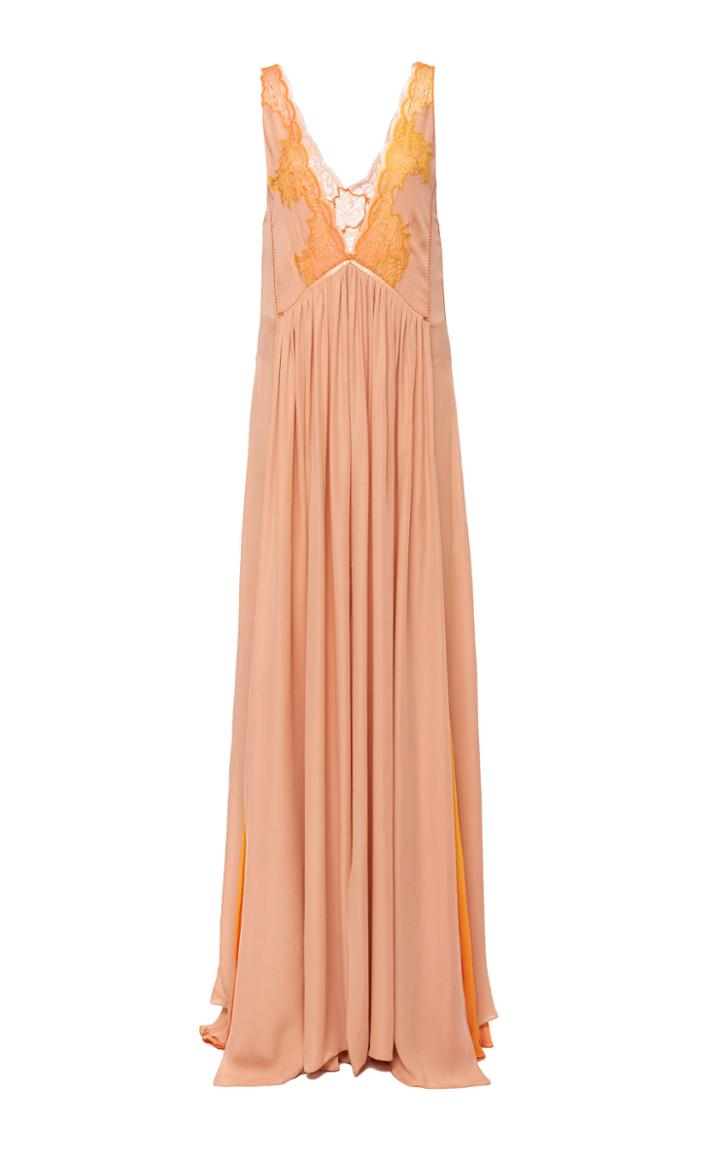 Jonathan Simkhai Ombre Chiffon Pleated Gown