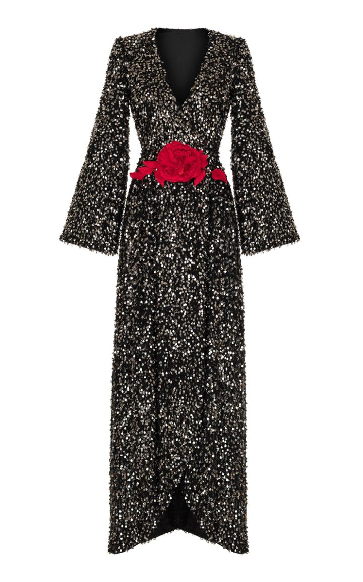 Rasario Deep V Sequin Gown