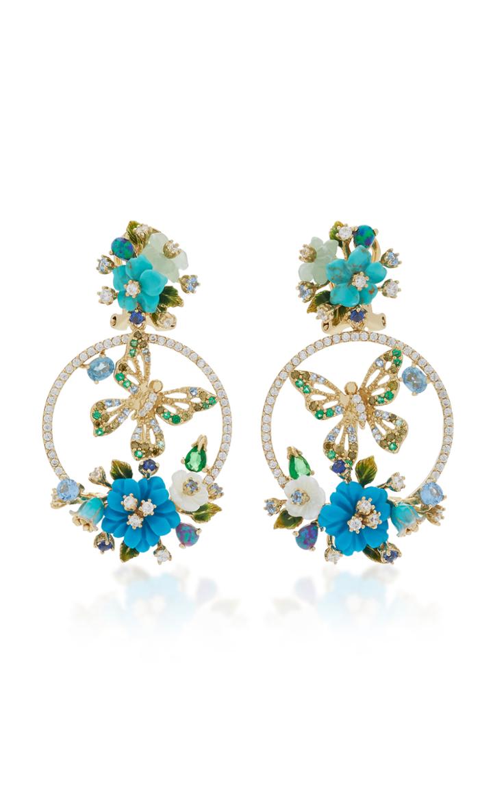 Anabela Chan Turquoise Butterfly Wreath Earrings