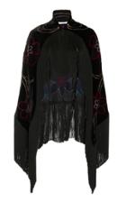 Naeem Khan Fringe-trimmed Floral Embroidered Velvet Shawl
