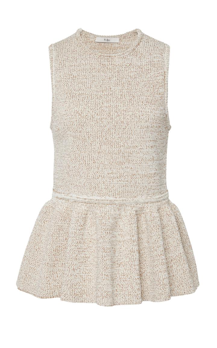 Tibi Sculpted Peplum Sleeveless Pullover