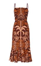 Johanna Ortiz Silent Flame Printed Linen Midi Dress