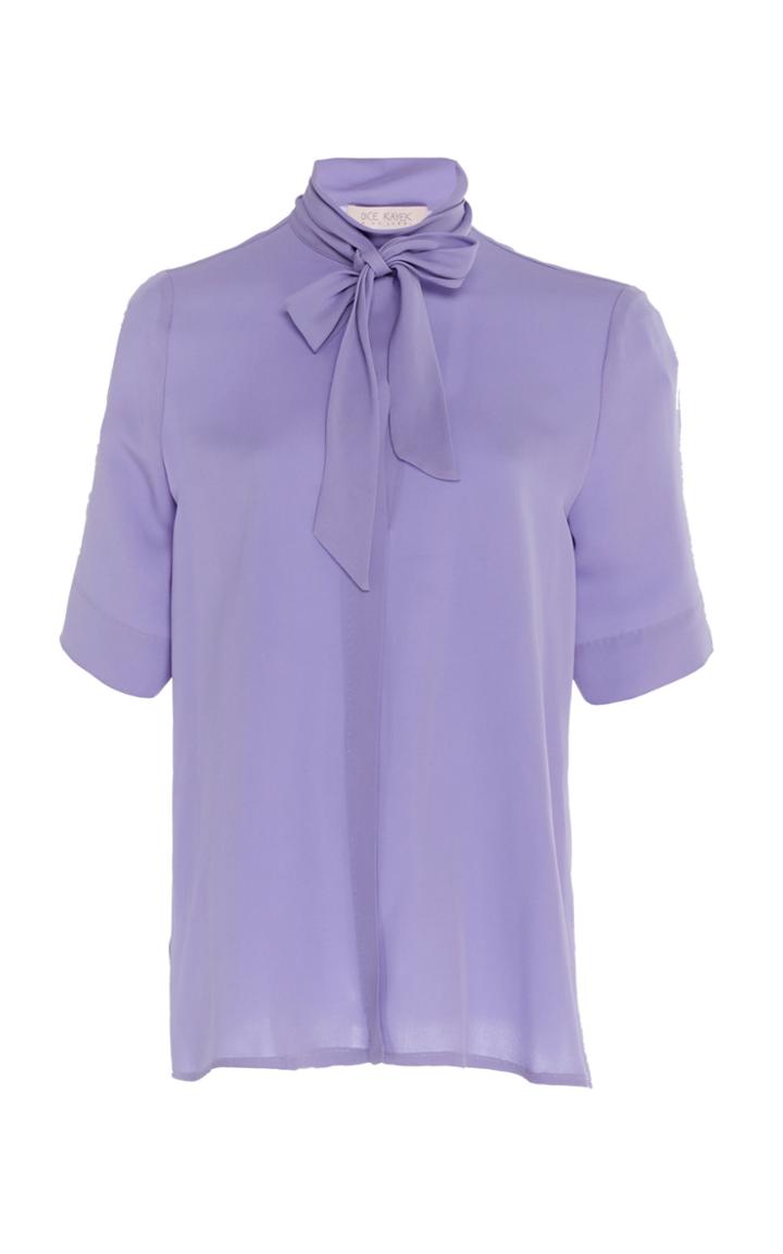 Dice Kayek Silk Short Sleeve Pussybow Blouse
