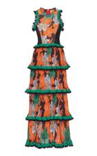 Etro Ruffle Tiered Crepe De Chine Sleeveless Dress