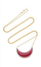Noor Fares Chandra Cresent Pendant In Yellow Gold With Garnet & Diamonds