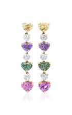 Bayco 18k Yellow Gold Platinum Heart-shaped Sapphire And Diamond Earrings