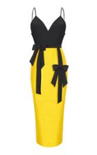 Rasario Fitted V-neck Bow Tie Dress