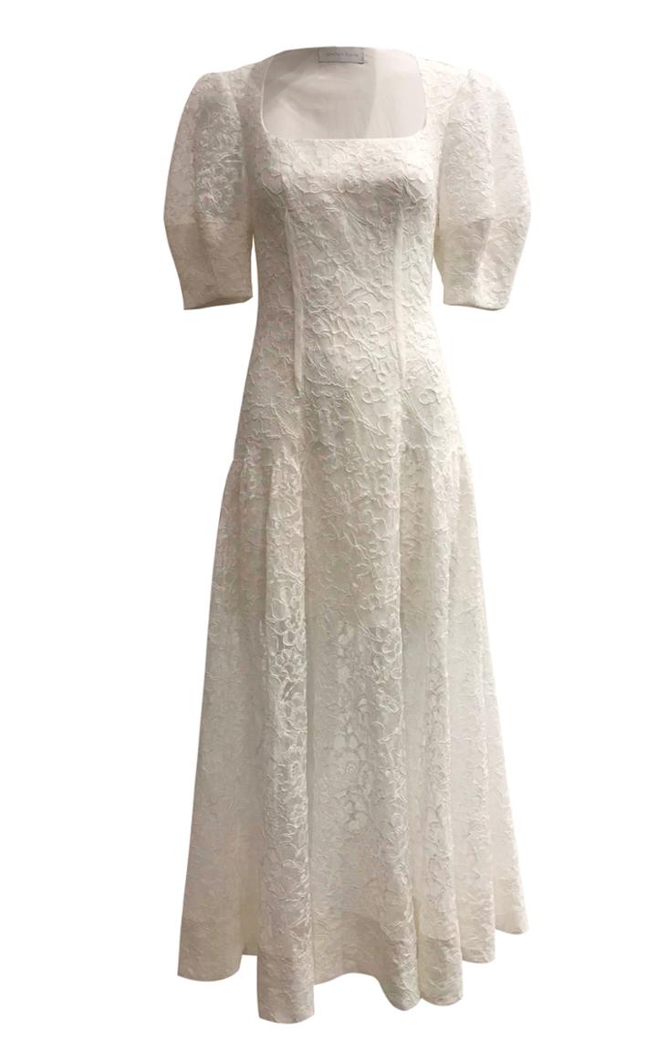 Moda Operandi Jonathan Simkhai Rumi Puff-sleeve Corded Lace Midi Dress