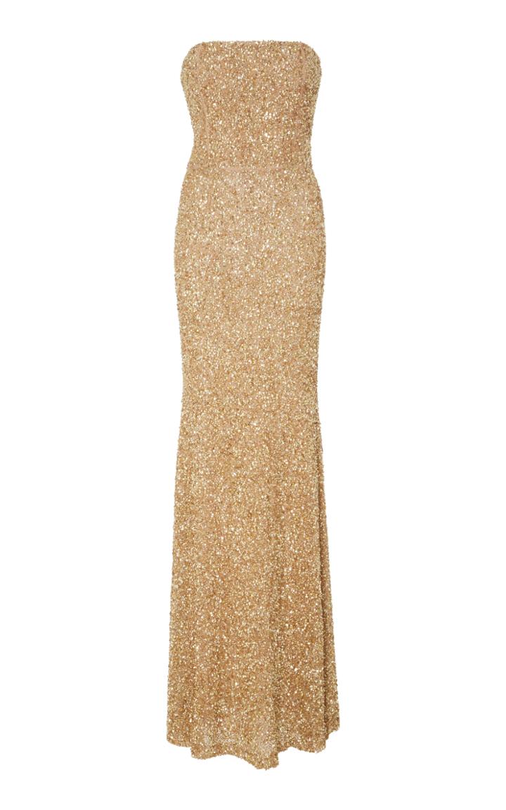 Semsem Beaded Strapless Gown