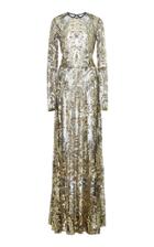 Naeem Khan Sequin Tulle Maxi Gown