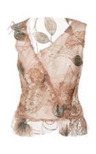 Anna Sui Dionne's Embroidered Metallic Mesh Top