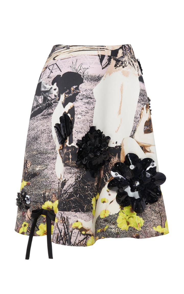Prada Embellished Twill A-line Skirt