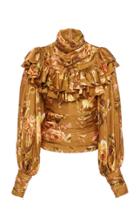 Zimmermann Resistance Ruffled Floral-print Silk Turtleneck Top
