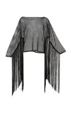 Frederick Anderson Nylon Netting Dolman Top With Fringe