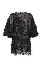 Moda Operandi Andrew Gn Puffed Sleeve Embroidered Silk Dress Size: 34