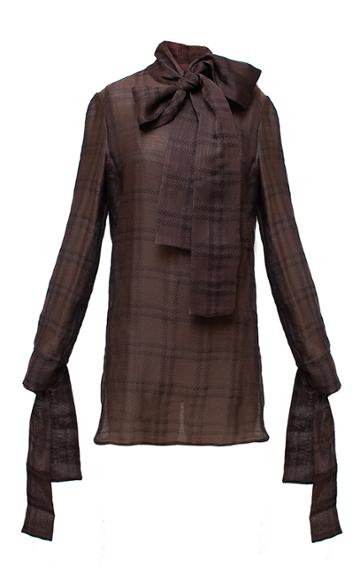 Diana Kvariani Pepitta Tie Neck Shirt