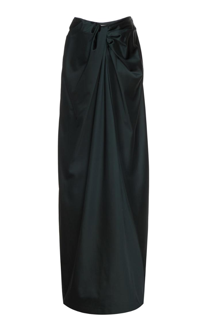 Rosetta Getty Twisted Front Satin Maxi Skirt