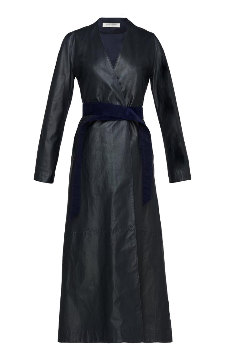 Boontheshop Collection Belted Leather Coat Dress