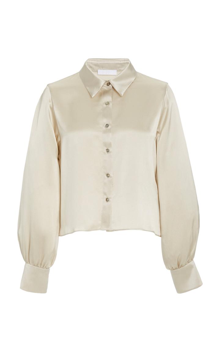 Moda Operandi Sablyn Wes Silk-satin Cropped Shirt