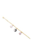 Cvc Stones Ombre And Pearl 18k Gold Multi-stone Charm Bracelet