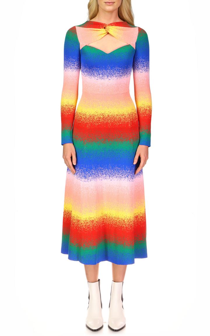 Moda Operandi Amur Vivian Twisted-neckline Knit Midi Dress