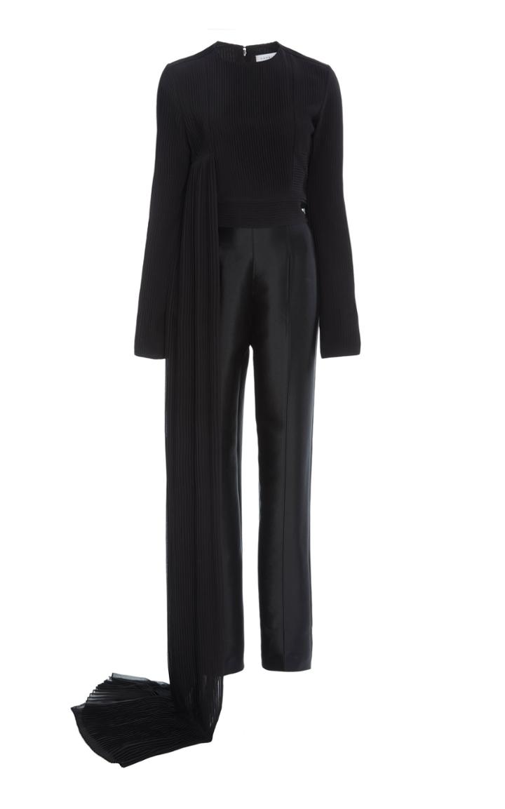 Gabriela Hearst Ephesus Silk Pliss Jumpsuit