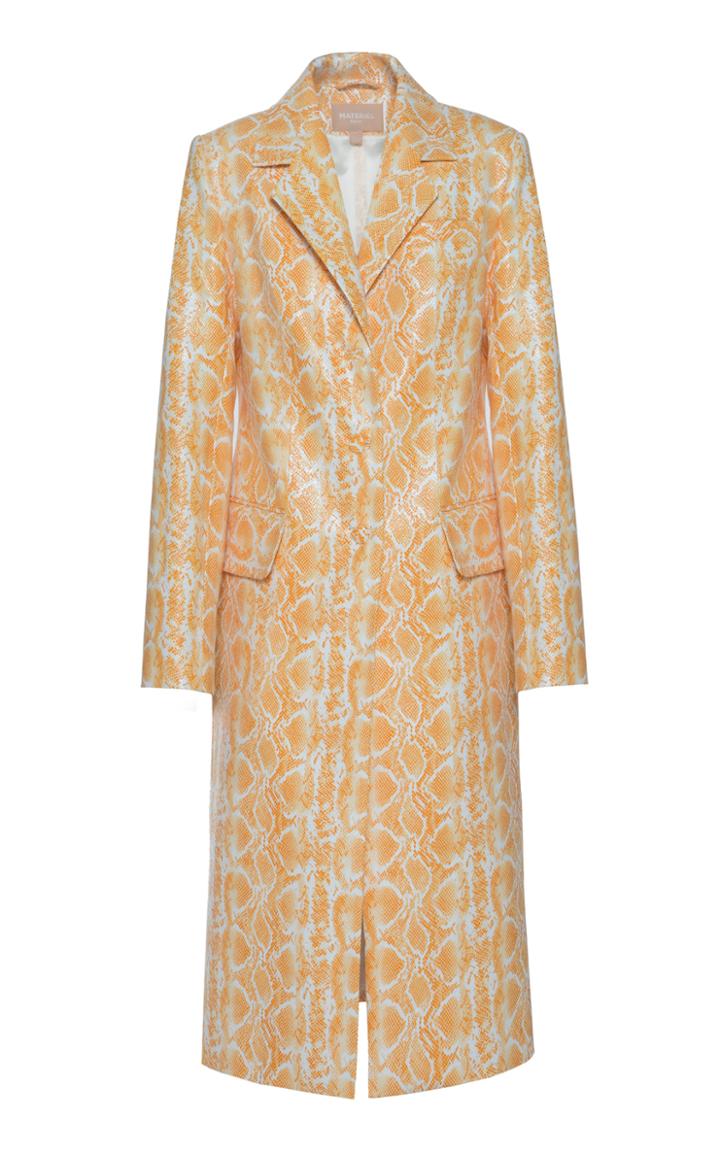 Moda Operandi Matriel Single Breasted Faux Python Print Coat