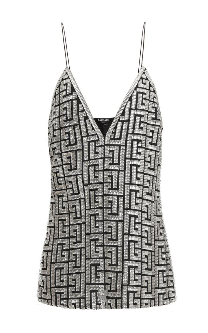 Moda Operandi Balmain Monogrammed Embroidered Tank Top