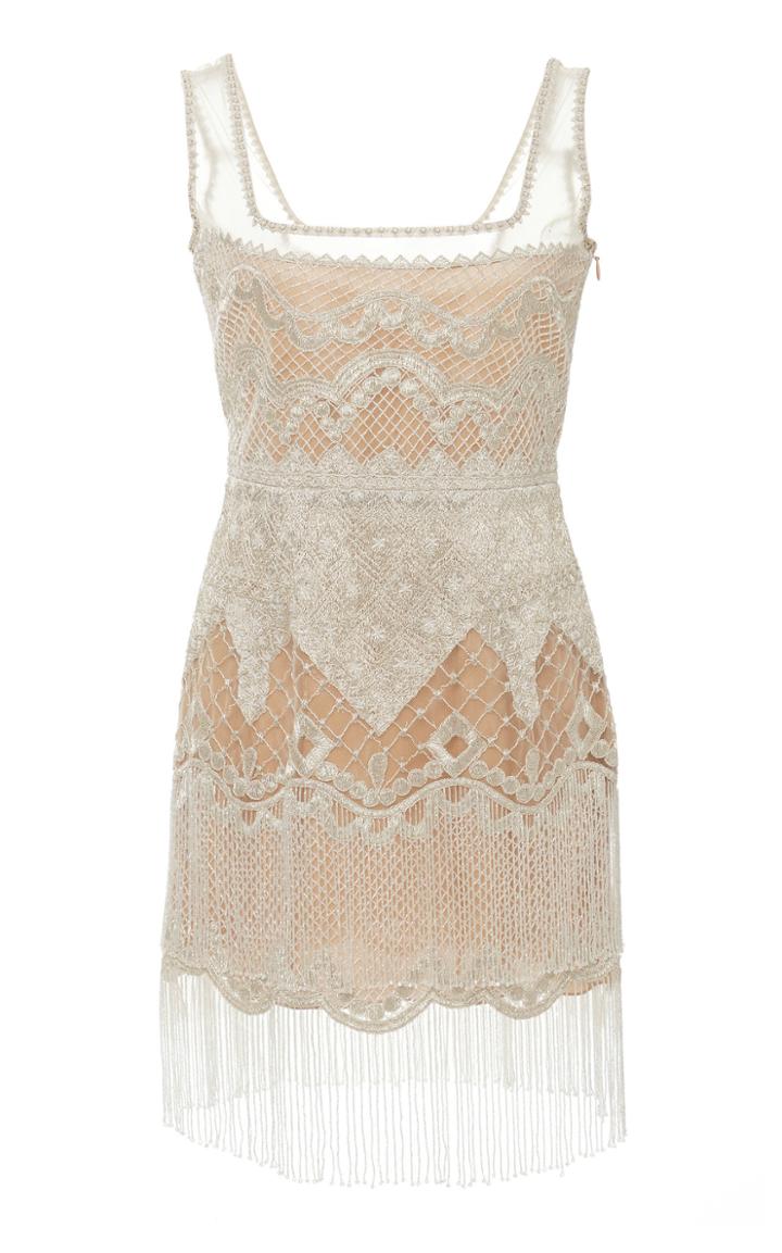 Cucculelli Shaheen Dreamweaver Fringe-trimmed Tulle Dress