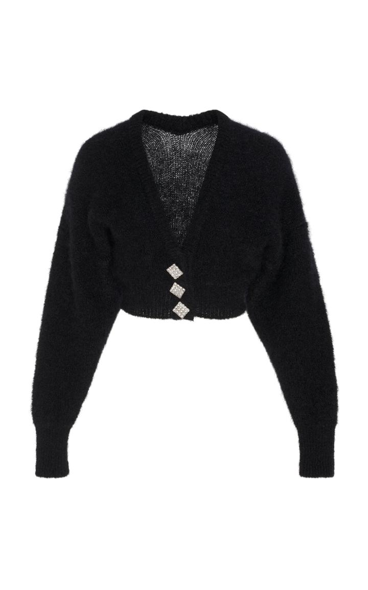 Alessandra Rich Mohair Off-the-shoulder Cropped Cardigan