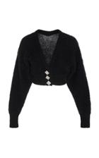 Alessandra Rich Mohair Off-the-shoulder Cropped Cardigan