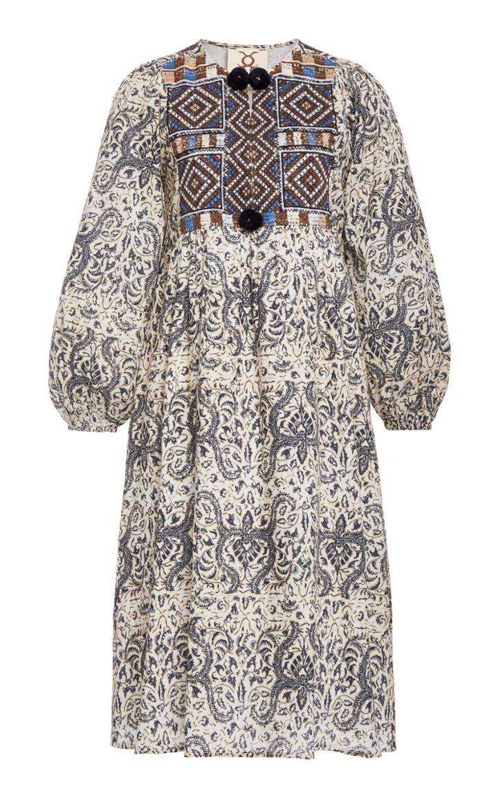 Figue Lucie Pom-pom Cotton Midi Dress
