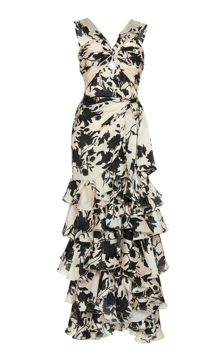 Johanna Ortiz Exclusive Black Ginger Floral Georgette Dress